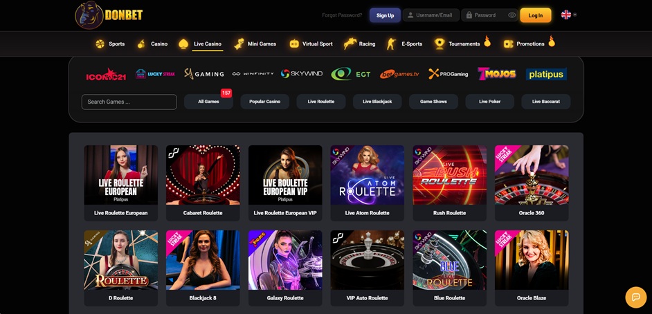Donbet Casino live casino